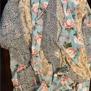 Floral and Leopard Print Scarf